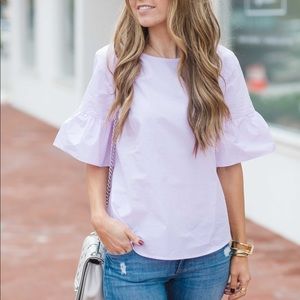 J. Crew Lilac Blouse with Bell Sleeves